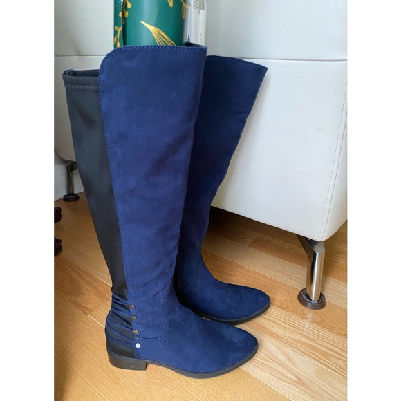 ❌SOLD❌NEW EXPRESSIONS blue suede knee high boots size 6 - Picture 3 of 7